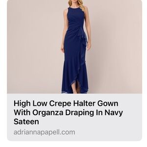 High-low Adrianna Papell Navy Formal Dress